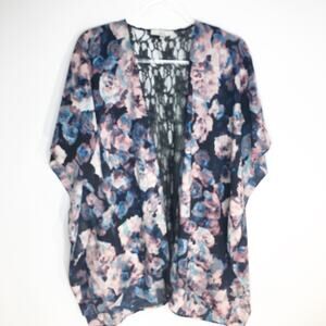 Jack By BB Dakota Womens One Size Floral And Lace Kimono Duster Cottagecore